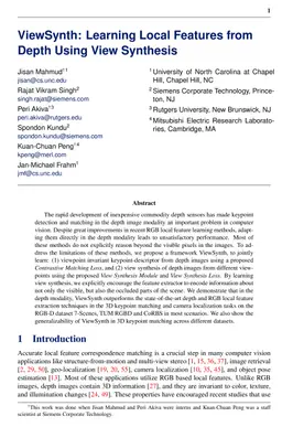 ViewSynth: Learning Local Features from Depth using View Synthesis