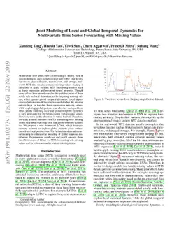 Joint Modeling of Local and Global Temporal Dynamics for Multivariate
  Time Series Forecasting with Missing Values