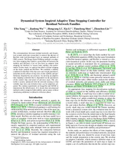 Dynamical System Inspired Adaptive Time Stepping Controller for Residual
  Network Families