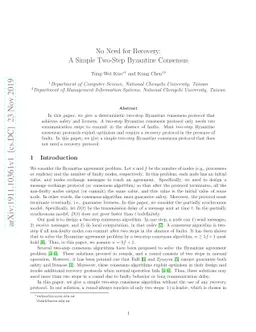 No Need for Recovery: A Simple Two-Step Byzantine Consensus