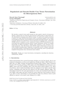 Regularized and Smooth Double Core Tensor Factorization for
  Heterogeneous Data