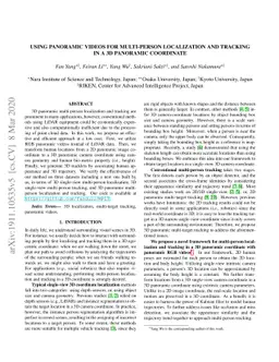 Using Panoramic Videos for Multi-person Localization and Tracking in a
  3D Panoramic Coordinate