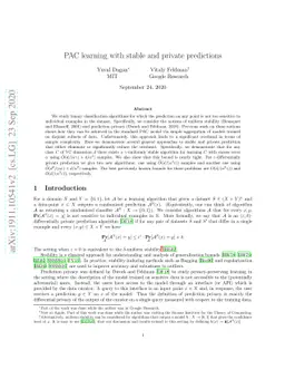 PAC learning with stable and private predictions