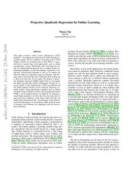 Projective Quadratic Regression for Online Learning