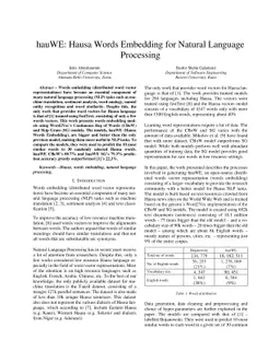 hauWE: Hausa Words Embedding for Natural Language Processing