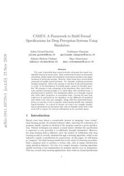 CAMUS: A Framework to Build Formal Specifications for Deep Perception
  Systems Using Simulators