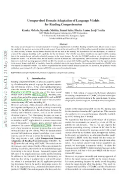 Unsupervised Domain Adaptation of Language Models for Reading
  Comprehension