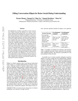 Filling Conversation Ellipsis for Better Social Dialog Understanding