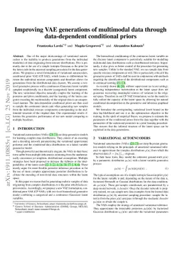Improving VAE generations of multimodal data through data-dependent
  conditional priors