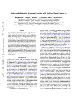 Biologically Plausible Sequence Learning with Spiking Neural Networks