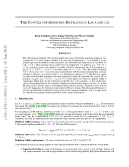 The Convex Information Bottleneck Lagrangian