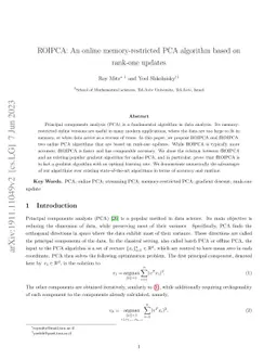 ROIPCA: An online memory-restricted PCA algorithm based on rank-one
  updates