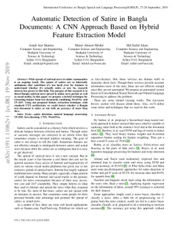 Automatic Detection of Satire in Bangla Documents: A CNN Approach Based
  on Hybrid Feature Extraction Model