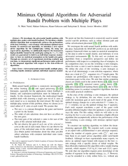 Minimax Optimal Algorithms for Adversarial Bandit Problem with Multiple
  Plays