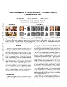 Unsupervised Learning of Probably Symmetric Deformable 3D Objects from
  Images in the Wild