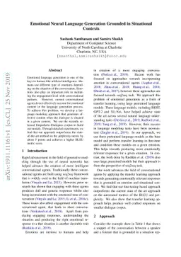 Emotional Neural Language Generation Grounded in Situational Contexts