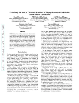 Examining the Role of Clickbait Headlines to Engage Readers with
  Reliable Health-related Information