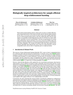 Biologically inspired architectures for sample-efficient deep
  reinforcement learning