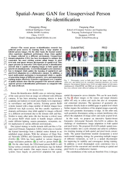 Spatial-Aware GAN for Unsupervised Person Re-identification