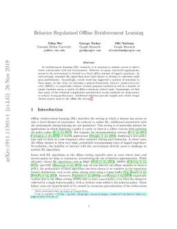 Behavior Regularized Offline Reinforcement Learning