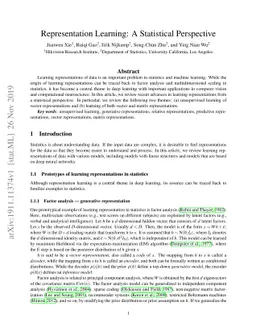 Representation Learning: A Statistical Perspective