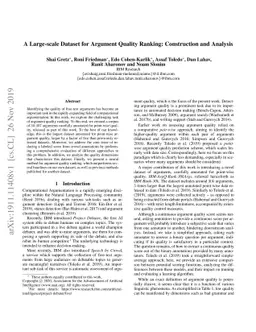 A Large-scale Dataset for Argument Quality Ranking: Construction and
  Analysis