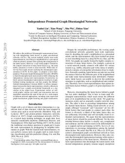 Independence Promoted Graph Disentangled Networks