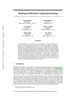 Ranking architectures using meta-learning