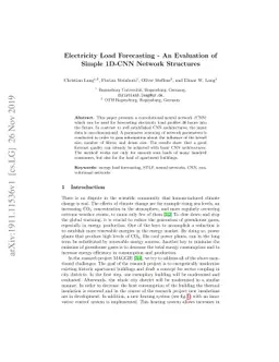 Electricity Load Forecasting -- An Evaluation of Simple 1D-CNN Network
  Structures