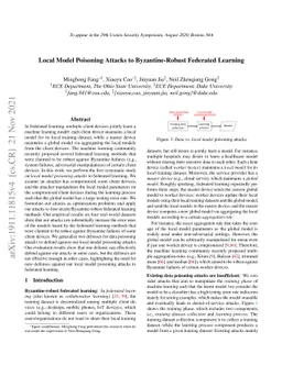 Local Model Poisoning Attacks to Byzantine-Robust Federated Learning