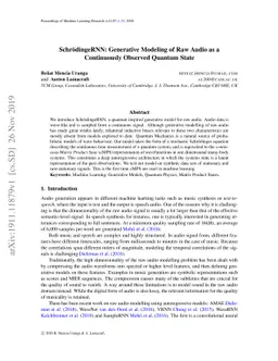 SchrödingeRNN: Generative Modeling of Raw Audio as a Continuously
  Observed Quantum State