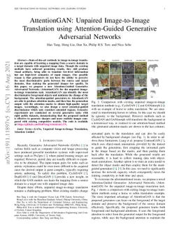 AttentionGAN: Unpaired Image-to-Image Translation using Attention-Guided
  Generative Adversarial Networks