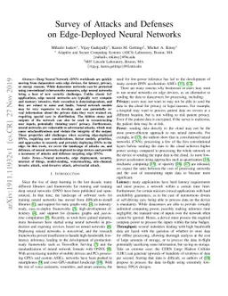 Survey of Attacks and Defenses on Edge-Deployed Neural Networks