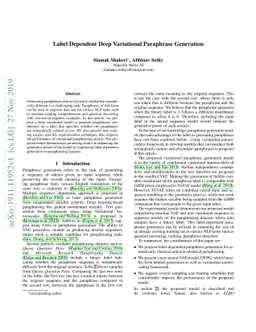 Label Dependent Deep Variational Paraphrase Generation