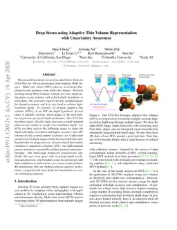 Deep Stereo using Adaptive Thin Volume Representation with Uncertainty
  Awareness