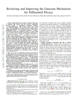 Reviewing and Improving the Gaussian Mechanism for Differential Privacy
