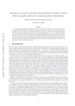 Structure recovery for partially observed discrete Markov random fields
  on graphs under not necessarily positive distributions