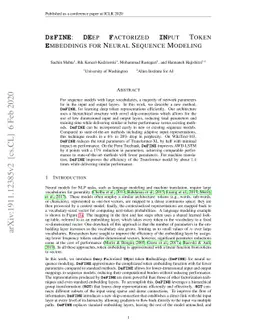 DeFINE: DEep Factorized INput Token Embeddings for Neural Sequence
  Modeling
