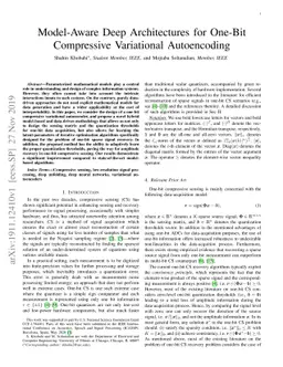 Model-Aware Deep Architectures for One-Bit Compressive Variational
  Autoencoding
