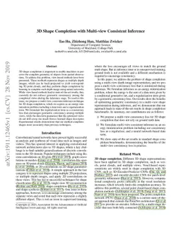 3D Shape Completion with Multi-view Consistent Inference