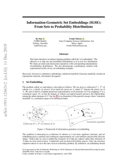 Information-Geometric Set Embeddings (IGSE): From Sets to Probability
  Distributions