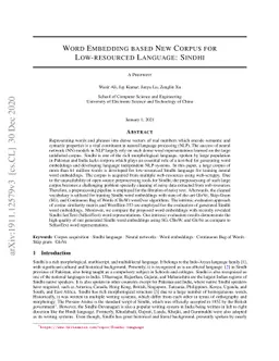 Word Embedding based New Corpus for Low-resourced Language: Sindhi