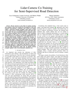 Lidar-Camera Co-Training for Semi-Supervised Road Detection