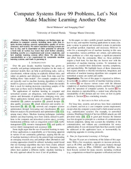 Computer Systems Have 99 Problems, Let's Not Make Machine Learning
  Another One