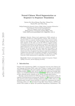 Neural Chinese Word Segmentation as Sequence to Sequence Translation