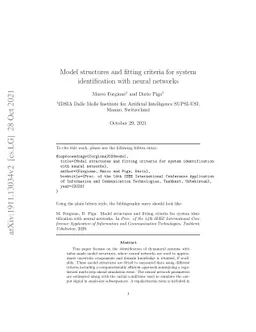 Model structures and fitting criteria for system identification with
  neural networks