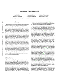 Orthogonal Wasserstein GANs