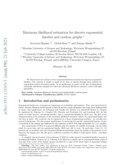 Maximum likelihood estimation for discrete exponential families and
  random graphs