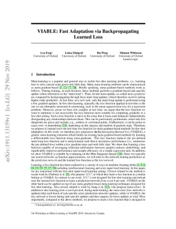 VIABLE: Fast Adaptation via Backpropagating Learned Loss