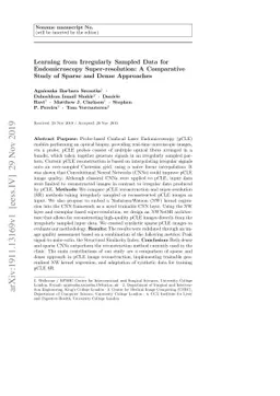 Learning from Irregularly Sampled Data for Endomicroscopy
  Super-resolution: A Comparative Study of Sparse and Dense Approaches